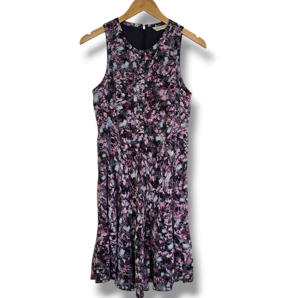 Rebecca Taylor‎ 100% Silk Dress Sleeveless Abstract Multicolor Jewel Tones Fairy